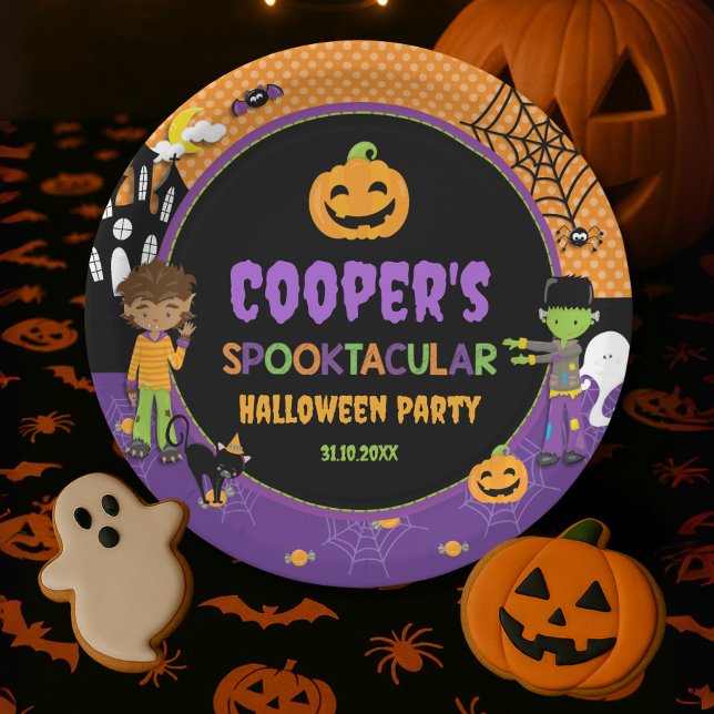 Plato De Papel Partido de Halloween Infantil Frankenstein Warewol (Subido por el creador)