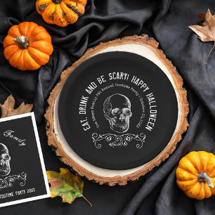 Plato De Papel Partido de Halloween Personalizado de la Calavera 