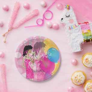 Plato De Papel Partido de la soltera - Chica Fiesta Rosa