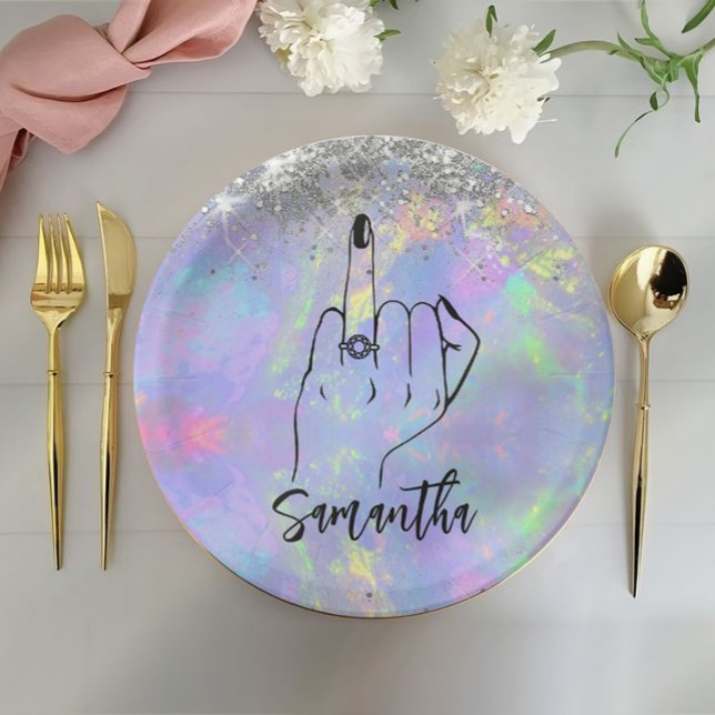 Plato De Papel Partido de la soltera holográfica de moda | Fiesta (Subido por el creador)