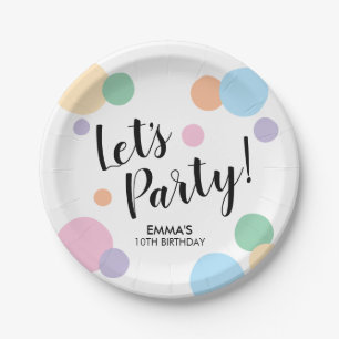 Plato De Papel Partido de los Años de Jubilación Rainbow Confetti