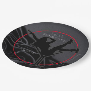 Plato De Papel Partido de soltero de silueta satinado negro