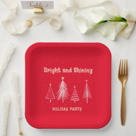 Plato De Papel Partido de vacaciones de Navidades brillantes Blan