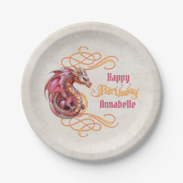 Plato De Papel Partido del Cumpleaños del Dragón