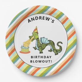 Plato De Papel Partido del Cumpleaños del Dragón