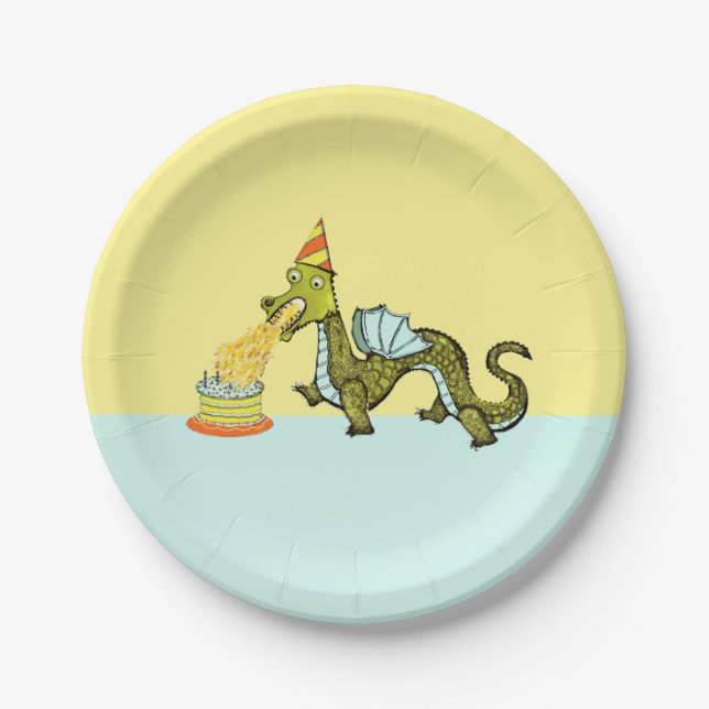 Plato De Papel Partido del Cumpleaños del Dragón (Anverso)