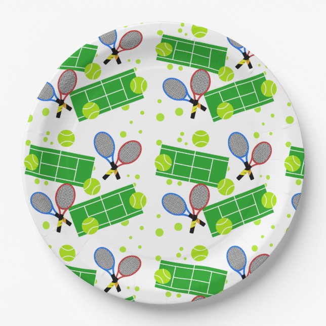Plato De Papel Partido del tenis (Anverso)