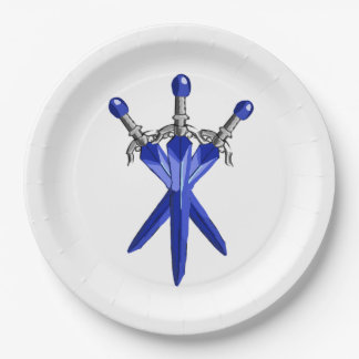 Plato de Papel Partido Espada Azul