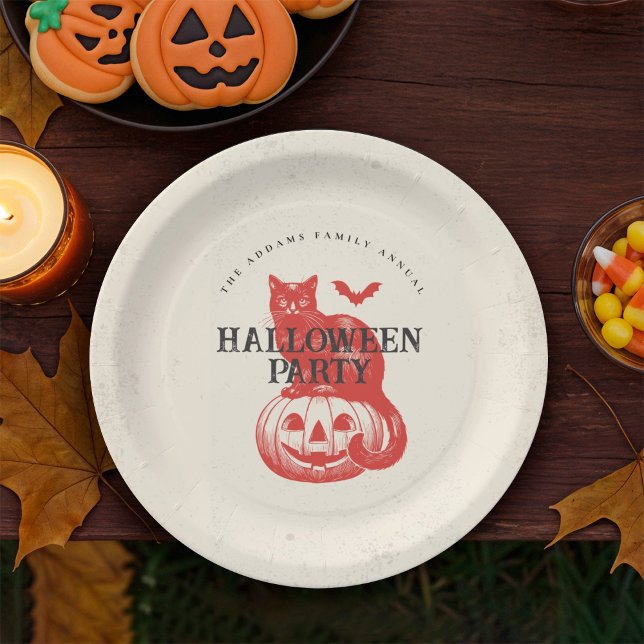 Plato De Papel Partido Halloween Rojo, Naranja de la cosecha de g (Subido por el creador)