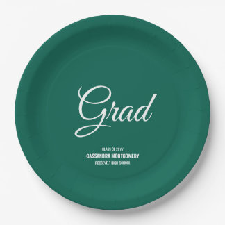 Plato De Papel Partido Verde Minimalista de Graduación Moderna