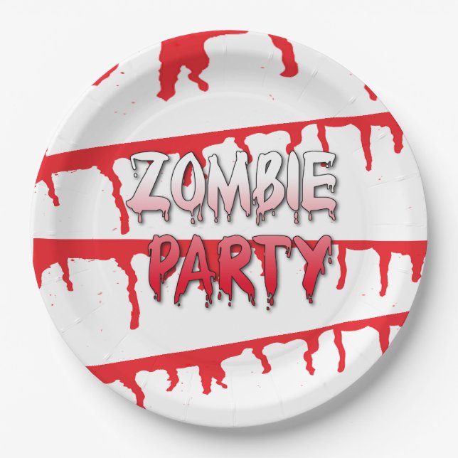 Plato De Papel Partido Zombie Apocalypse Halloween (Anverso)