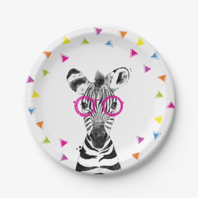 Plato De Papel Party Animals Safari Wild Zebra Jungle Birthday  (Anverso)