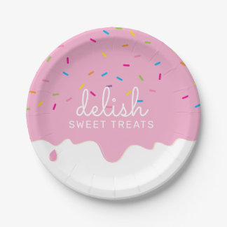 Plato De Papel PARTY FROSTING DRIPS cute sprinkles pink heart Hea