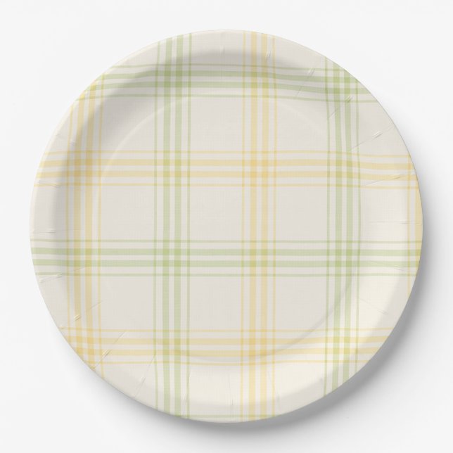 Plato De Papel Party Plate | Lime & Lemon Plaid | Gin & Tonic (Anverso)