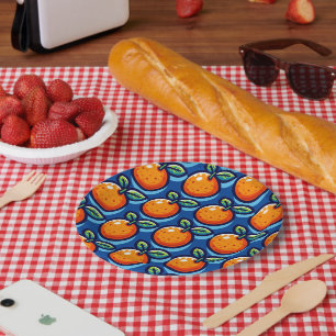 Plato De Papel party plate with simple orange design