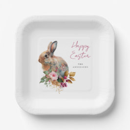 Plato De Papel Pascua floral acuarela