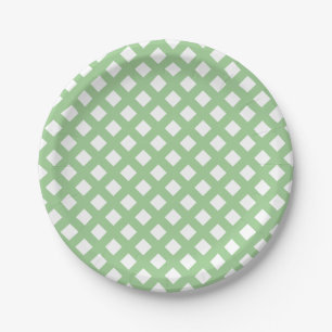 Plato De Papel Pascua verde y blanca pastel