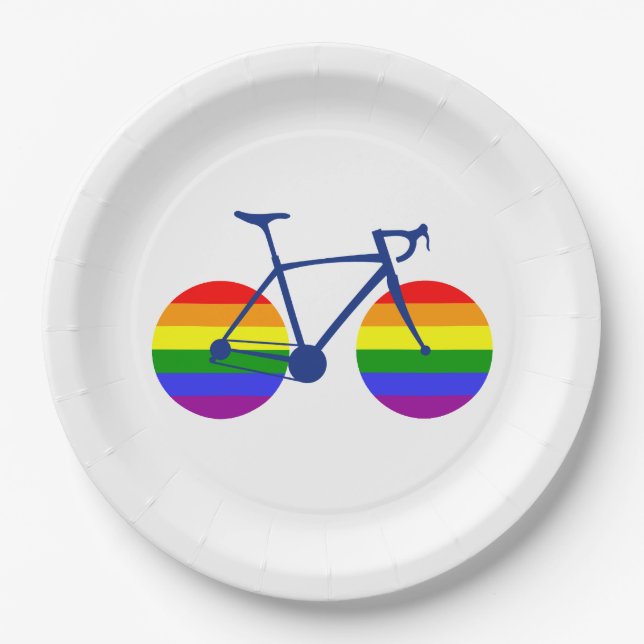 Plato De Papel Paseo en bicicleta con orgullo (Anverso)