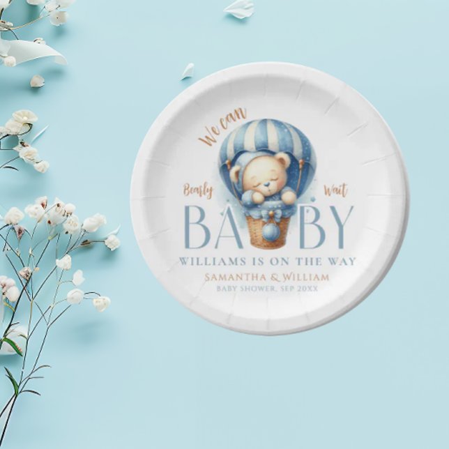 Plato De Papel Paseo en Globo Azul del Osito (Subido por el creador)