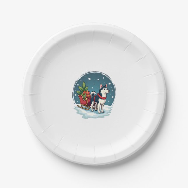 Plato De Papel Paseo Festivo de Husky (Anverso)
