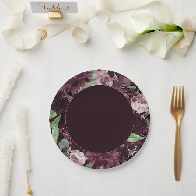 Plato De Papel Pasión amorosa | Dramática Wreath Rosa de vino púr (Boda)