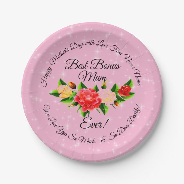 Plato De Papel Paso Madre Mamá  Día de la Madre Pequeño 7" (Anverso)
