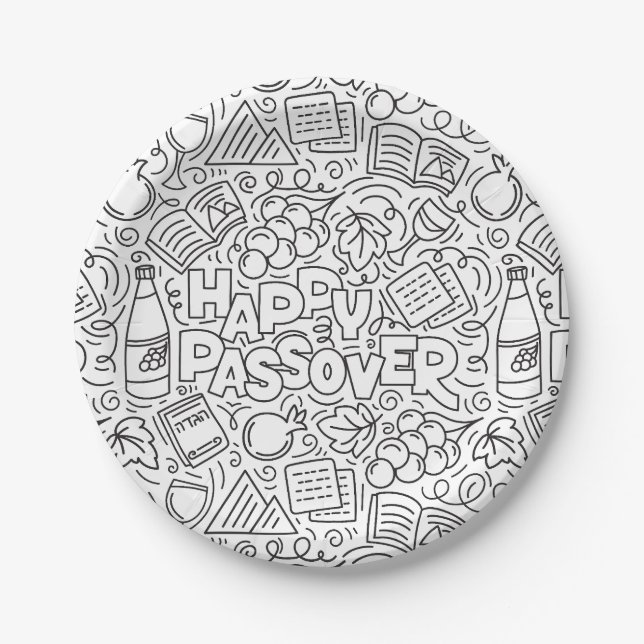 Plato De Papel Passover Black and White Paper Plate (Anverso)