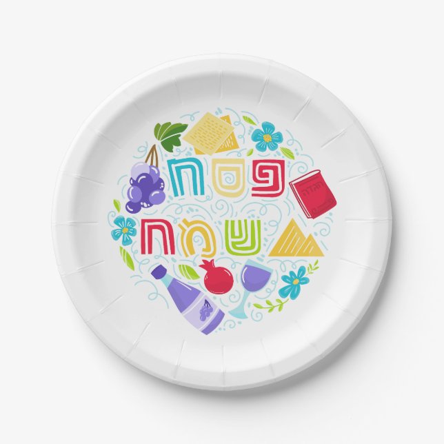 Plato De Papel Passover Festive Paper Plate (Anverso)