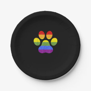 Plato De Papel Pasta arcoiris Imprimir perro Paw simpatizante del
