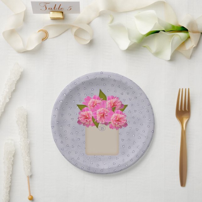 Plato De Papel Pasta De La Placa De Peonies (Boda)