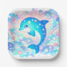 Plato De Papel Pastel Adorable Dolphin Baby Shower