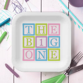 Plato De Papel Pastel Alphabet Blocks The Big One First Birthday