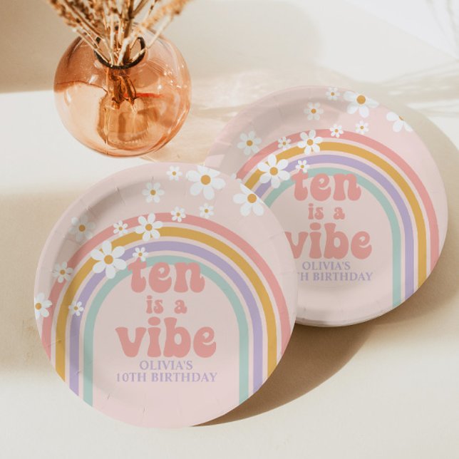 Plato De Papel Pastel arcoiris Ten es el décimo cumpleaños de Vib (Subido por el creador)