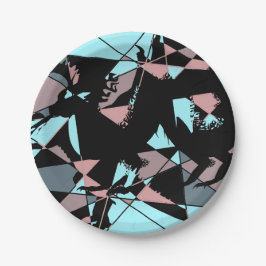 Plato De Papel Pastel Black Blue Pink Grey abstract 