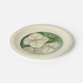 Plato De Papel Pastel blanco crema suave Hydrangea Floral