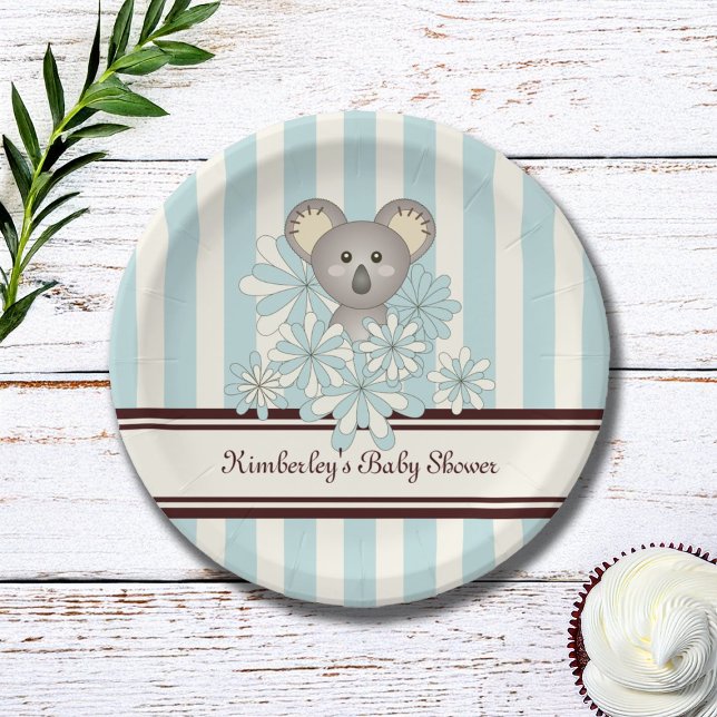 Plato De Papel Pastel Blue Koala Kids Birthday / Boy Baby Shower (Subido por el creador)