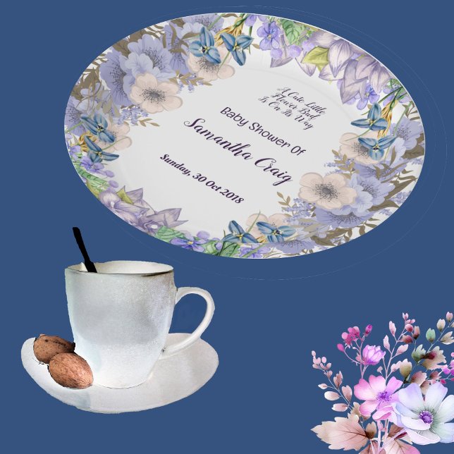 Plato De Papel Pastel Blue Little Flower Bud Floral Baby Shower (Pastel Blue Little Flower Bud Floral Baby Shower Paper Plates)