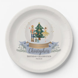 Plato De Papel Pastel Blue Nutcracker Navidades fiesta de cumplea