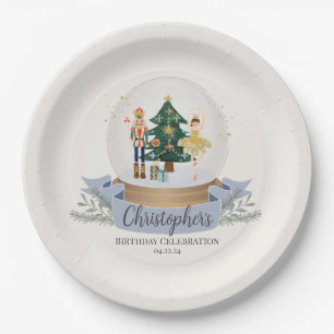Plato De Papel Pastel Blue Nutcracker Navidades fiesta de cumplea