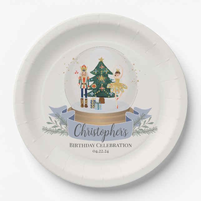 Plato De Papel Pastel Blue Nutcracker Navidades fiesta de cumplea (Anverso)