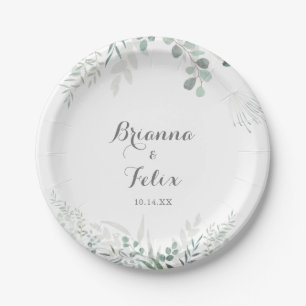 Plato De Papel Pastel Boda Eucalyptus minimalista