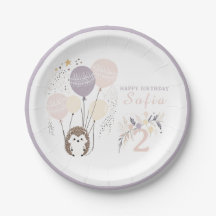 Pastel Boho Hedgehog y Globos Cumpleaños