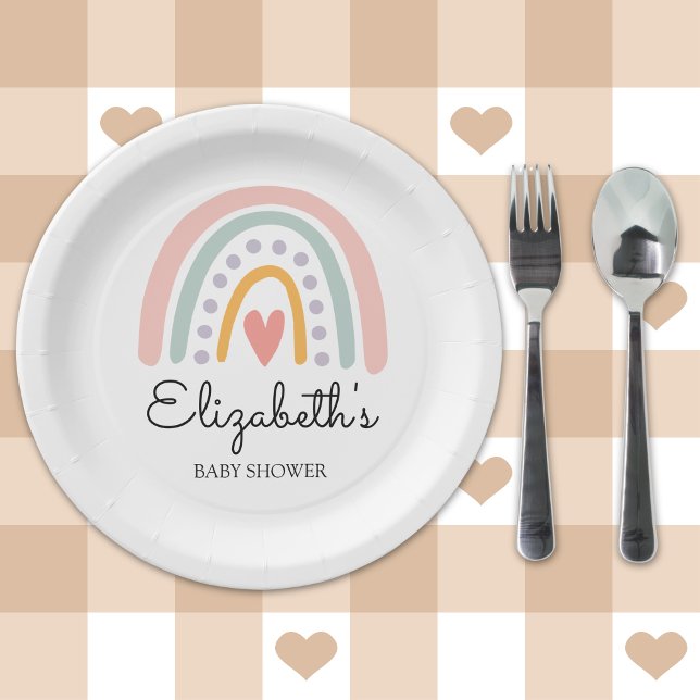 Plato De Papel Pastel Boho Rainbow Baby Shower for a Girl (Subido por el creador)