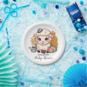 Plato De Papel Pastel Colorful Sheep Baby Shower