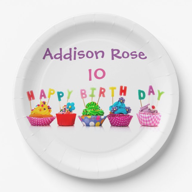 Plato De Papel Pastel colorido - Plata de 9" (Anverso)