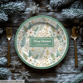 Plato De Papel Pastel Colors Christmas Plates Elegant Sage Floral