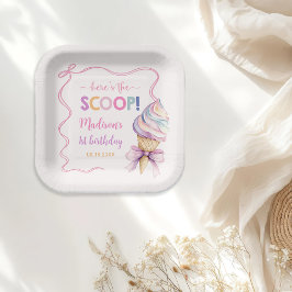 Plato De Papel Pastel Coquette Ice Cream Chicas Cumpleaños