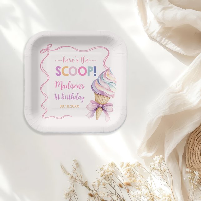 Plato De Papel Pastel Coquette Ice Cream Chicas Cumpleaños (Subido por el creador)