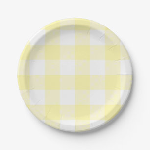 Plato De Papel Pastel Cream Gingham Plaid Pattern