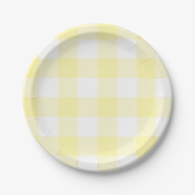 Plato De Papel Pastel Cream Gingham Plaid Pattern (Anverso)